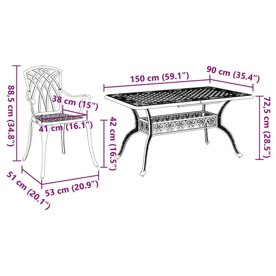 Ensemble de salle à manger pour jardin 5 pcs Vert Aluminium - 13