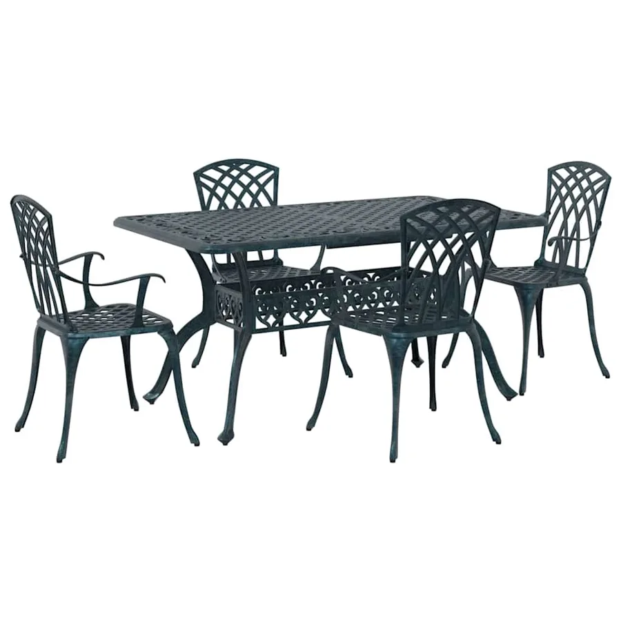 Ensemble de salle à manger pour jardin 5 pcs Vert Aluminium - 2