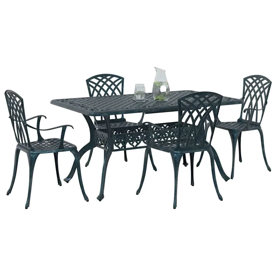 Ensemble de salle à manger pour jardin 5 pcs Vert Aluminium - 3