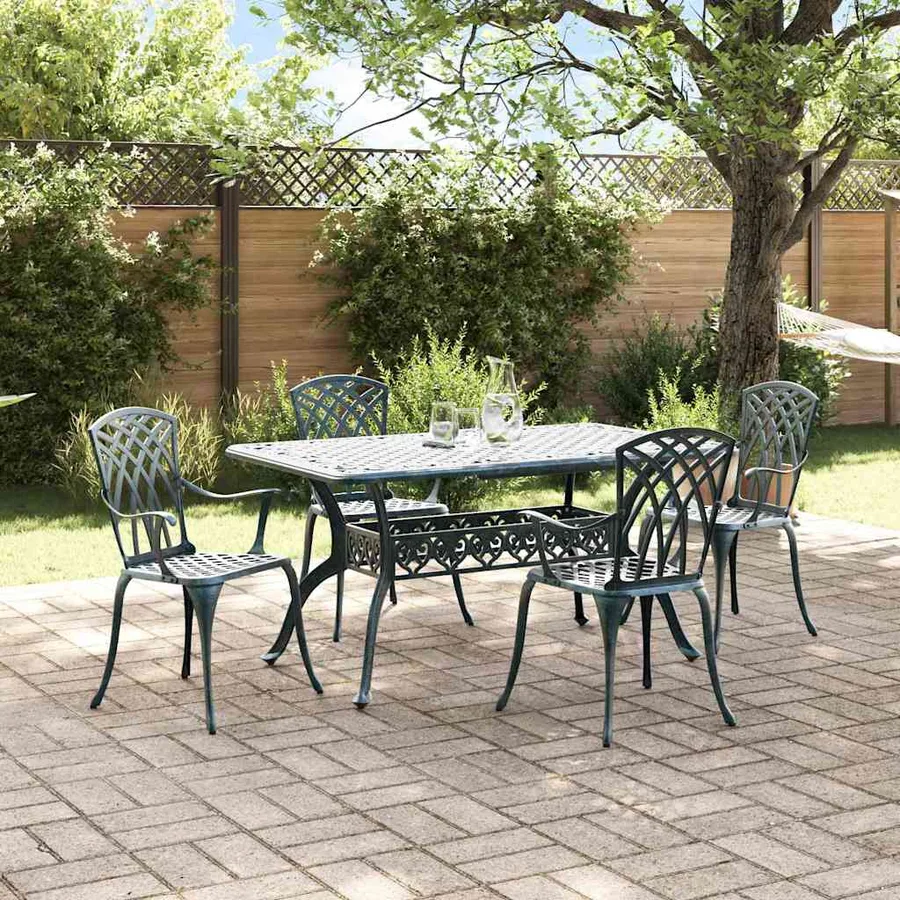 Ensemble de salle à manger pour jardin 5 pcs Vert Aluminium - 4
