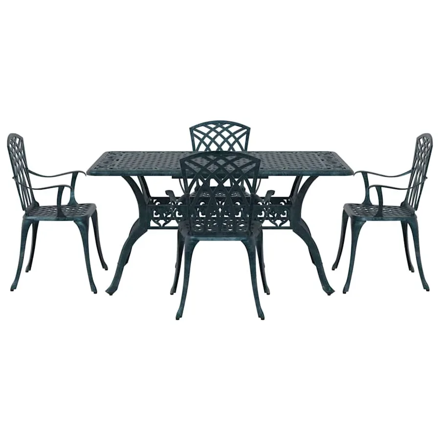 Ensemble de salle à manger pour jardin 5 pcs Vert Aluminium - 7