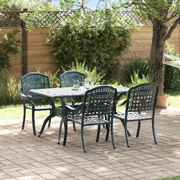 Ensemble de salle à manger pour jardin 5 pcs Vert Aluminium