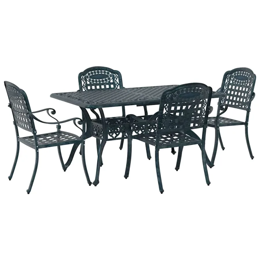 Ensemble de salle à manger pour jardin 5 pcs Vert Aluminium - 2