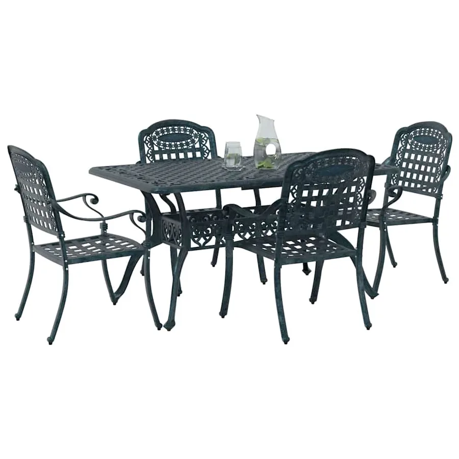 Ensemble de salle à manger pour jardin 5 pcs Vert Aluminium - 3