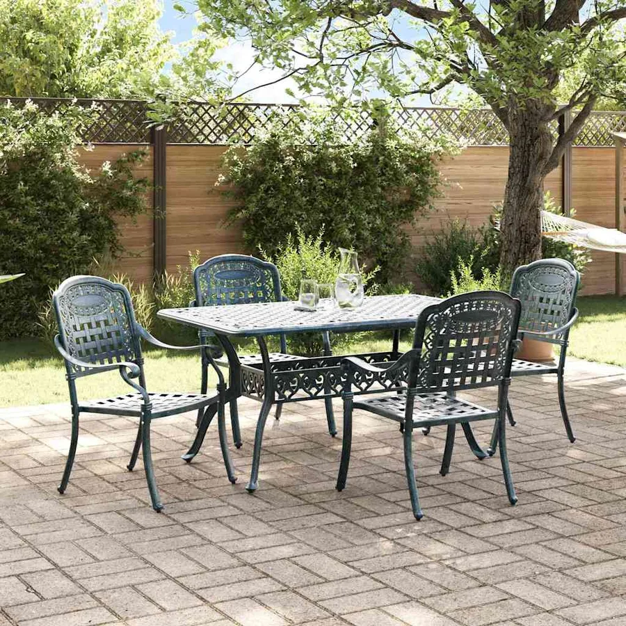 Ensemble de salle à manger pour jardin 5 pcs Vert Aluminium - 4