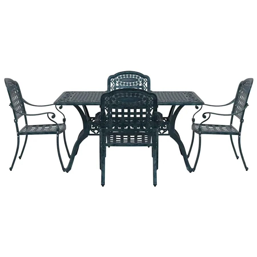 Ensemble de salle à manger pour jardin 5 pcs Vert Aluminium - 7