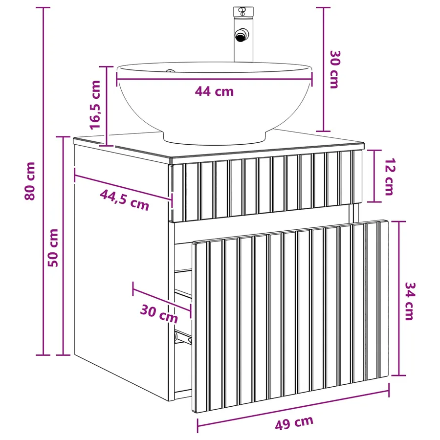 Meuble de lavabo mural Blanc 49 x 44,5 x 66,5 cm - 8
