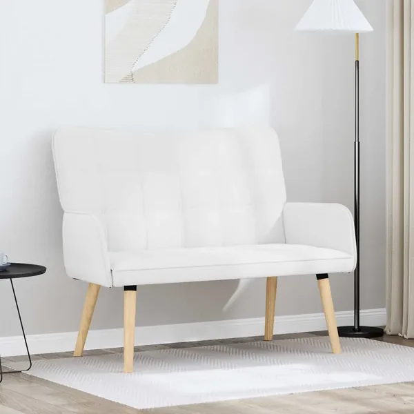 Sofa 2 places Blanc 115 x 61 x 87 cm Tissu