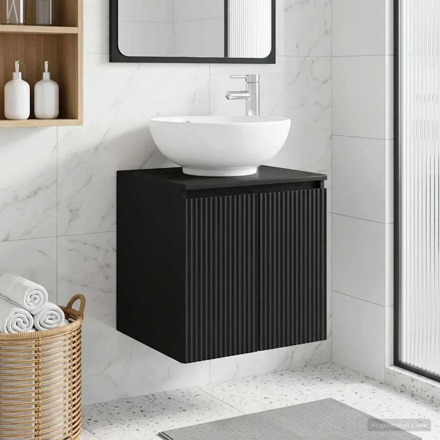 Vanité de lavabo mural Noir 49,5 x 44,5 x 65 cm