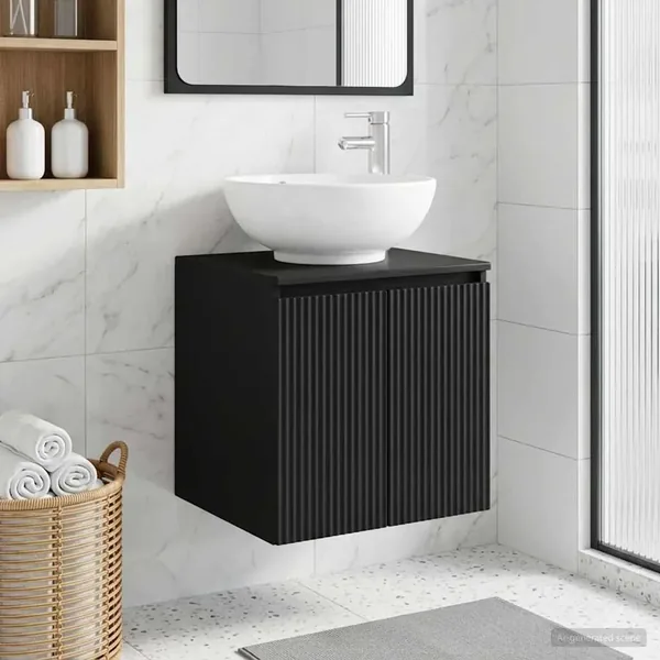 Vanité de lavabo mural Noir 49,5 x 44,5 x 65 cm