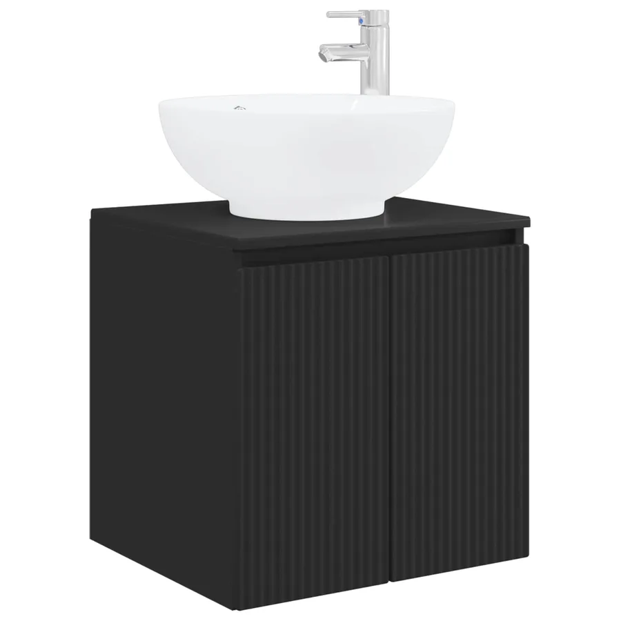 Vanité de lavabo mural Noir 49,5 x 44,5 x 65 cm - 2