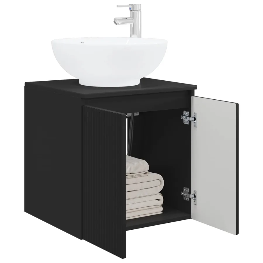 Vanité de lavabo mural Noir 49,5 x 44,5 x 65 cm - 3