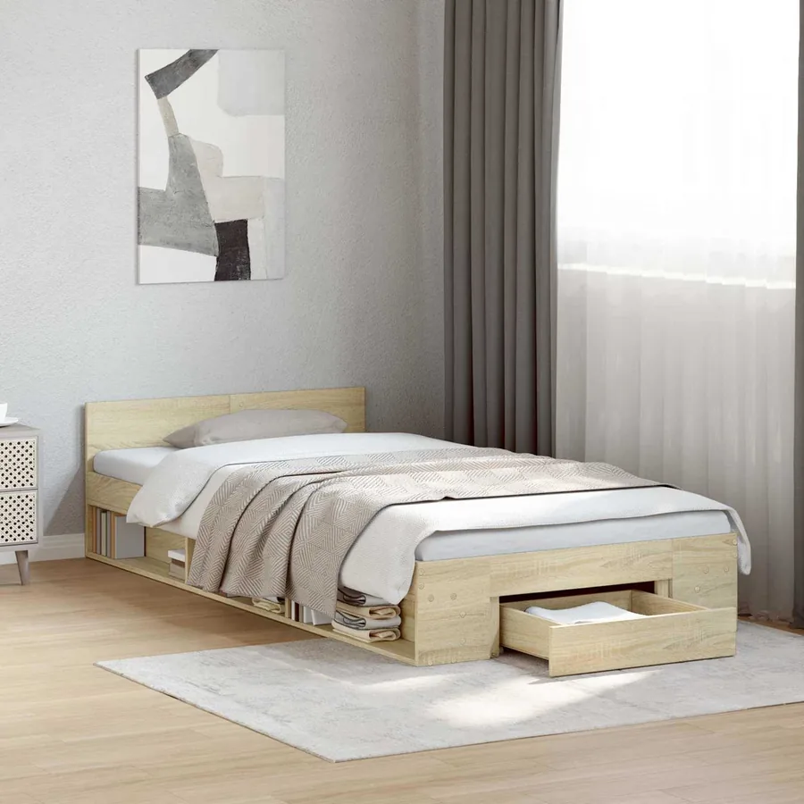 Cadre de lit avec rangement Chêne Sonoma 80 x 200 cm