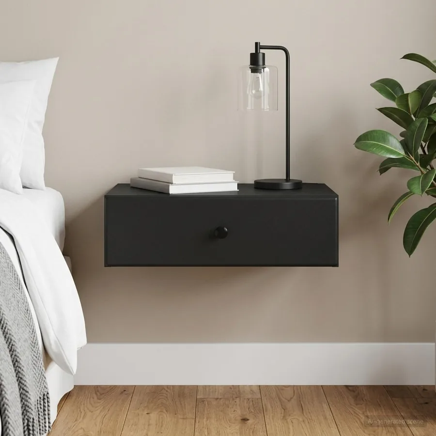 Table d'appoint murale Noir 59 x 34,5 x 17 cm Bois d'ingénierie