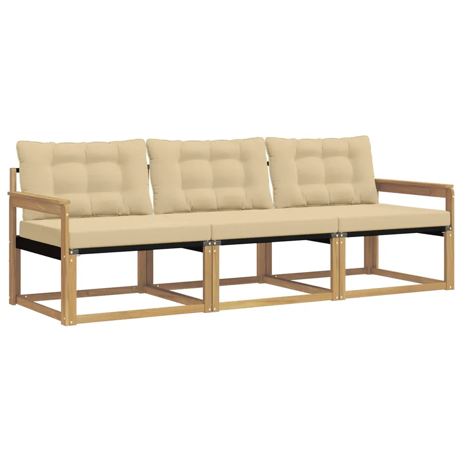 Ensemble de canapés d'extérieur 3 pcs Blanc et Beige - 2