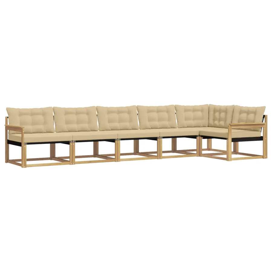 Ensemble de canapés d'extérieur 6 pcs Blanc et Beige - 2