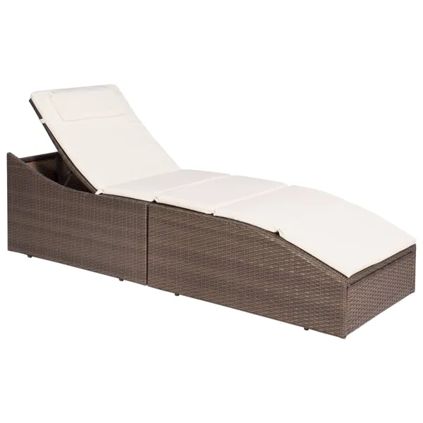 Chaise longue avec coussin Résine tressée Marron