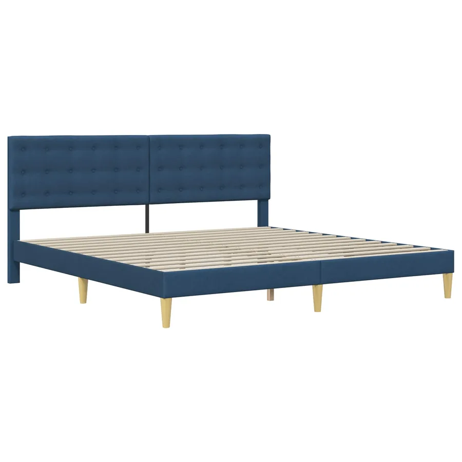 Cadre de lit avec matelas Bleu 200 x 200 cm Tissu - 4