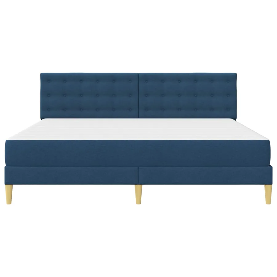 Cadre de lit avec matelas Bleu 200 x 200 cm Tissu - 6