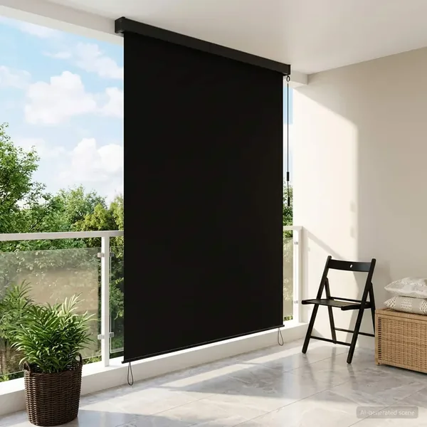 Store enrouleur Noir 180 x 250 cm Tissu et Aluminium