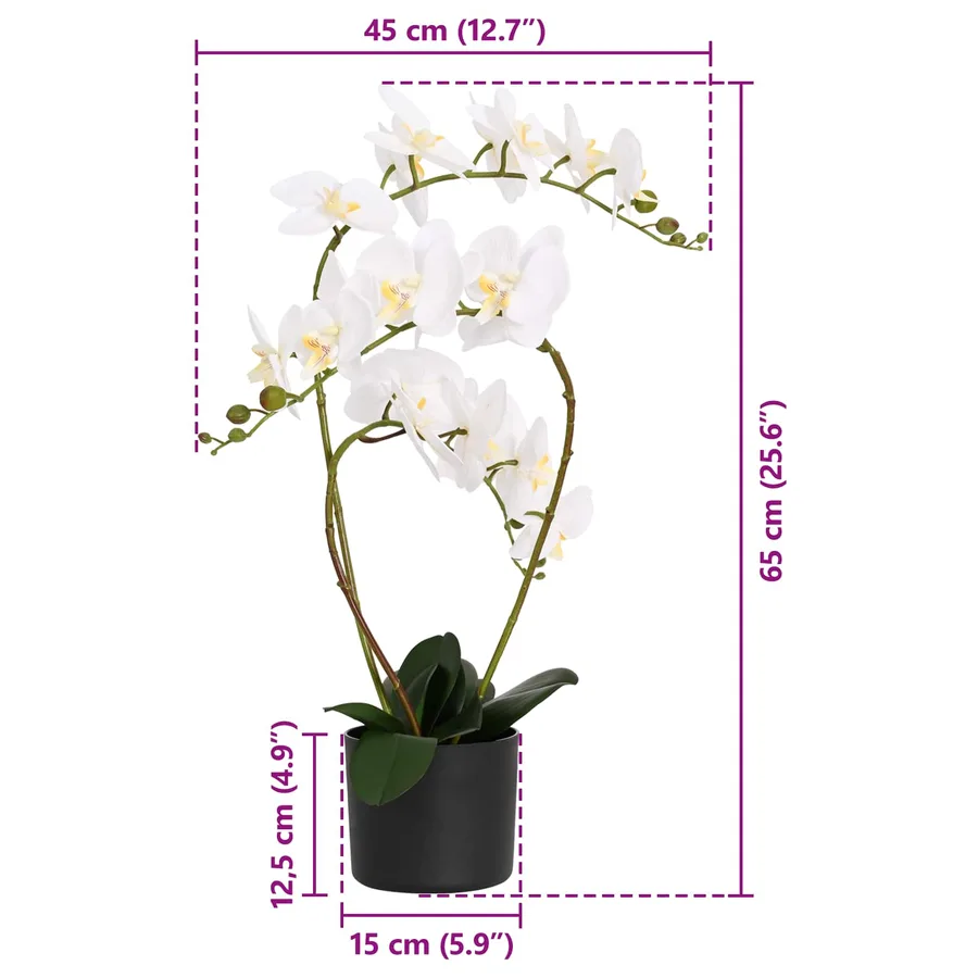 Plante orchidée artificielle avec pot Blanc 45 x 15 x 65 cm - 5