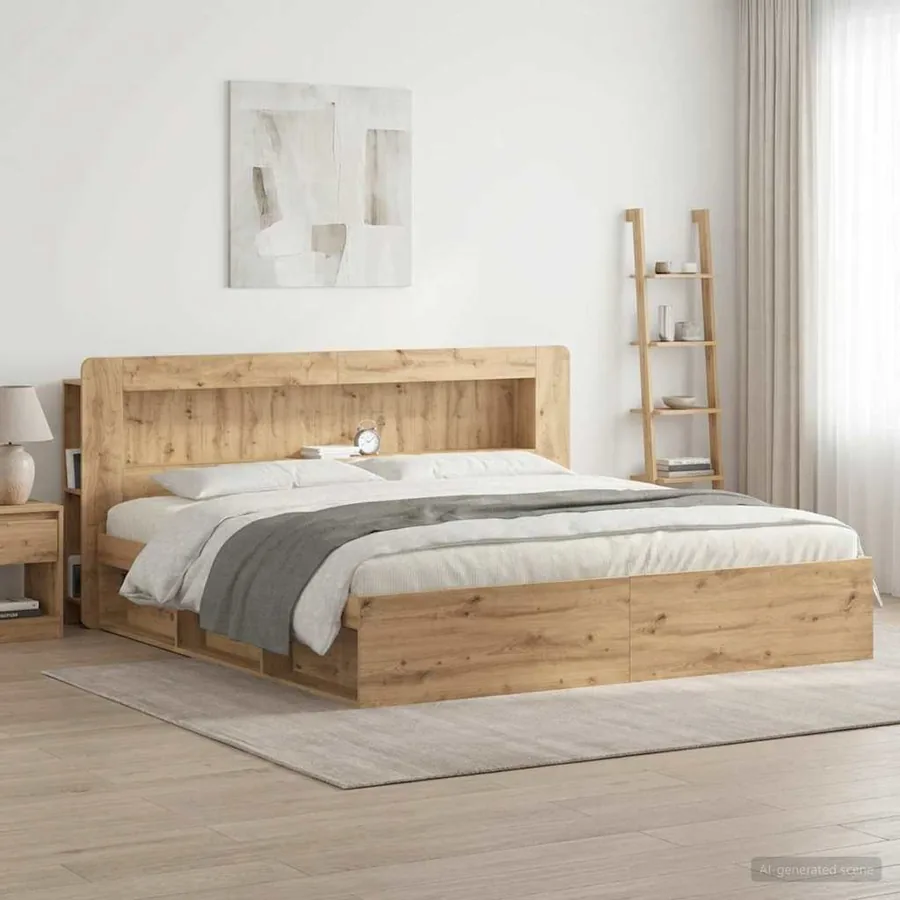 Cabinet de Tête de Lit Chêne artisanal 180 cm Bois d’ingénierie