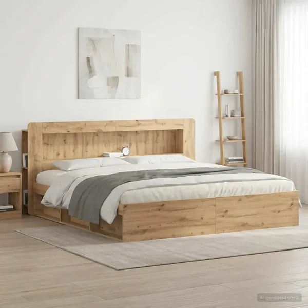 Cabinet de Tête de Lit Chêne artisanal 180 cm Bois d’ingénierie