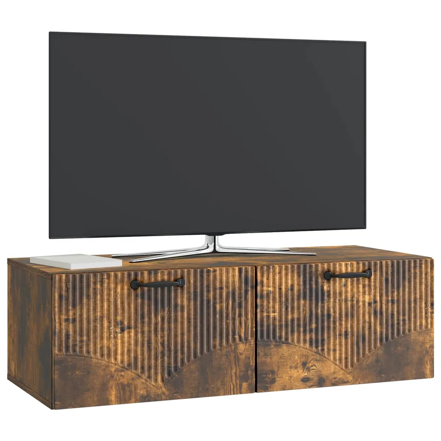 Meuble TV mural Chêne fumé 98 x 41 x 30 cm Bois d'ingénierie - 3