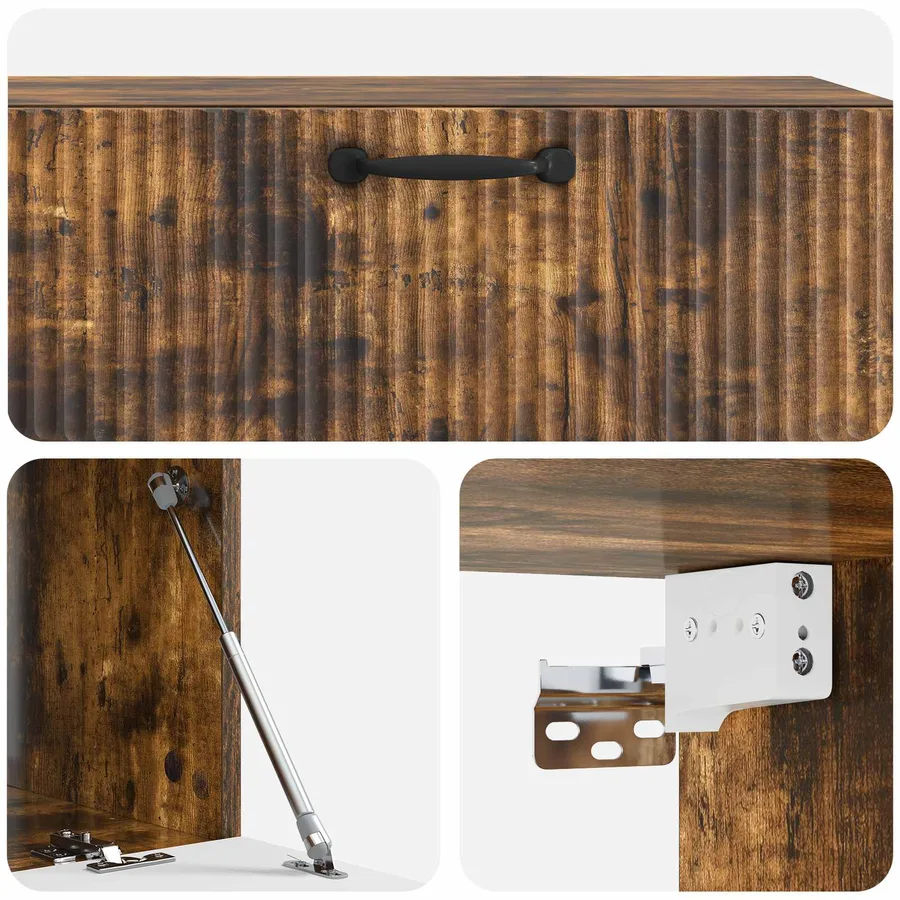 Meuble TV mural Chêne fumé 98 x 41 x 30 cm Bois d'ingénierie - 9