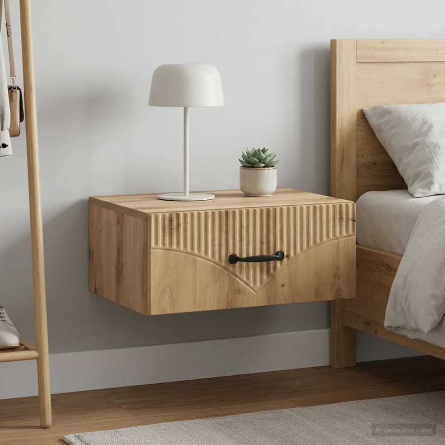 Cabinet de chevet mural 2 pc Chêne artisanal 49 x 34,5 x 20 cm