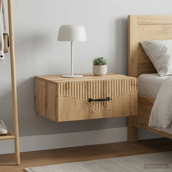 Cabinet de chevet mural 2 pc Chêne artisanal 49 x 34,5 x 20 cm