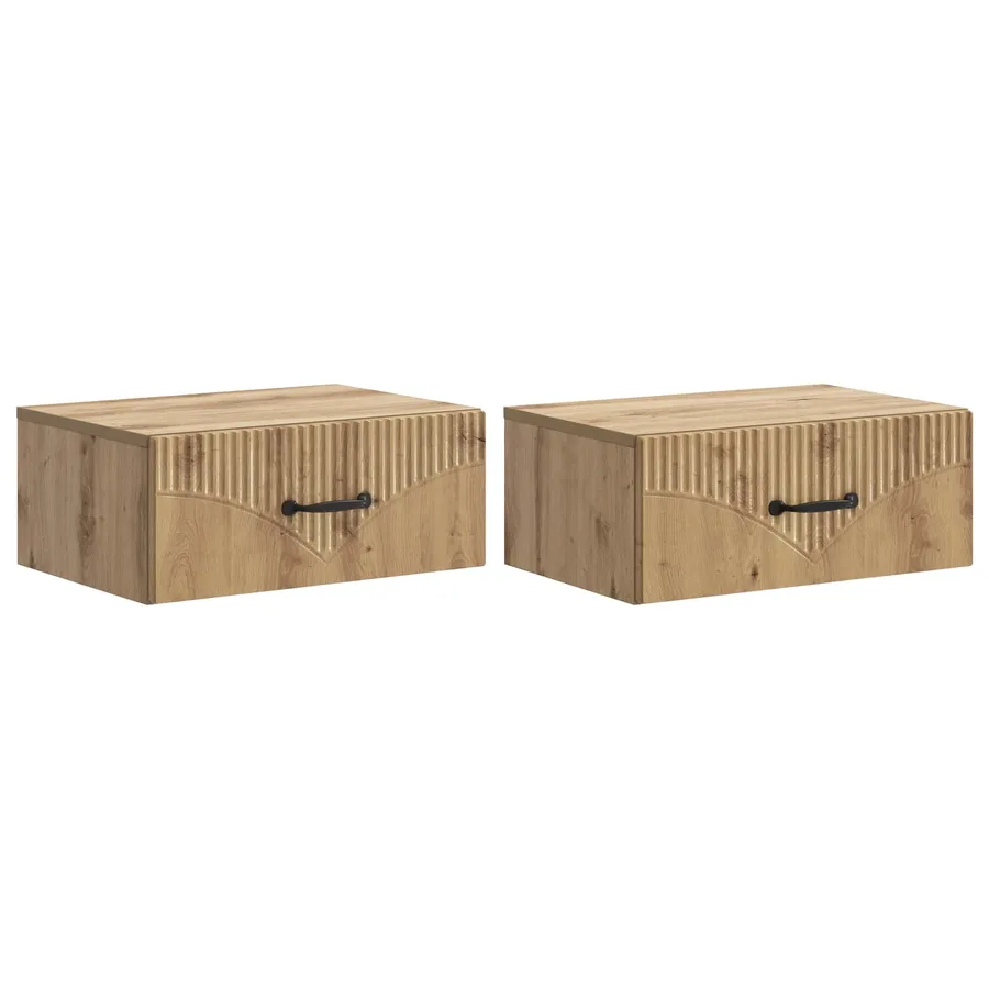 Cabinet de chevet mural 2 pc Chêne artisanal 49 x 34,5 x 20 cm - 2