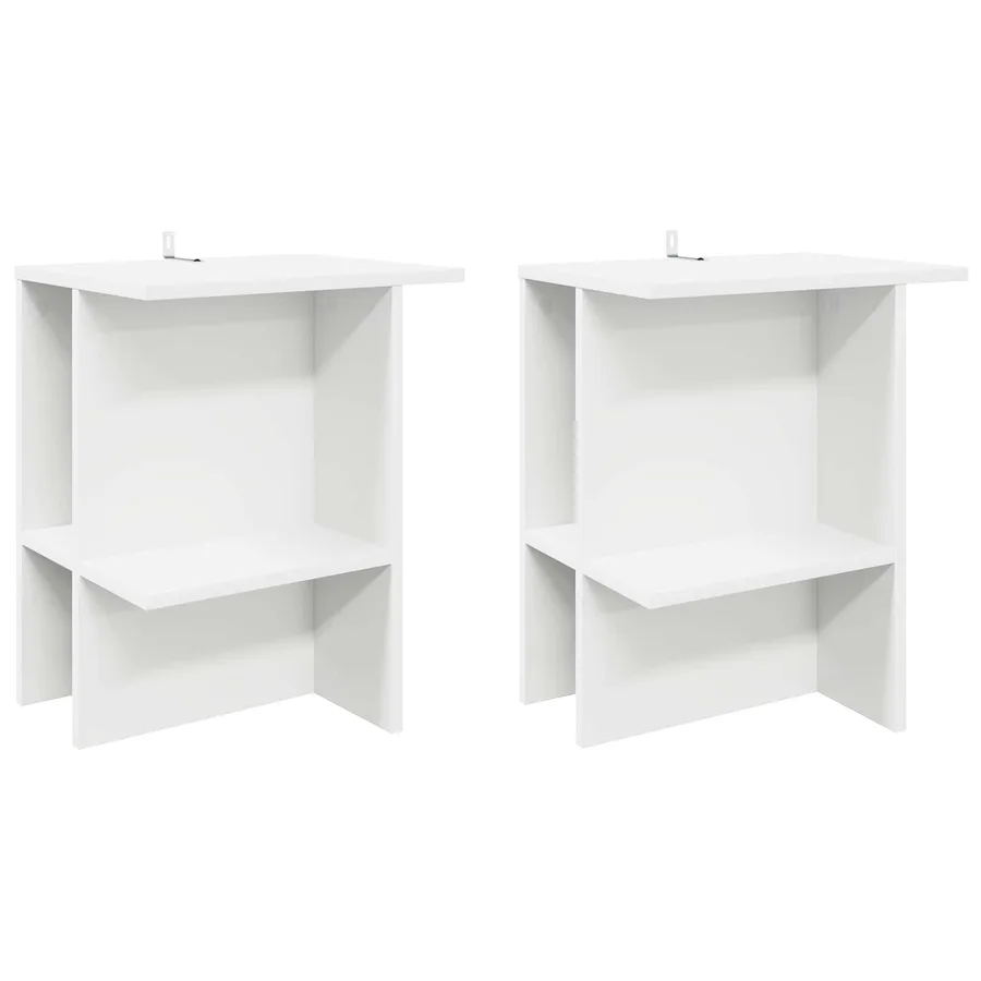 Table basse 2 pcs Blanc 40 x 30 x 49 cm Bois d'ingénierie - 2