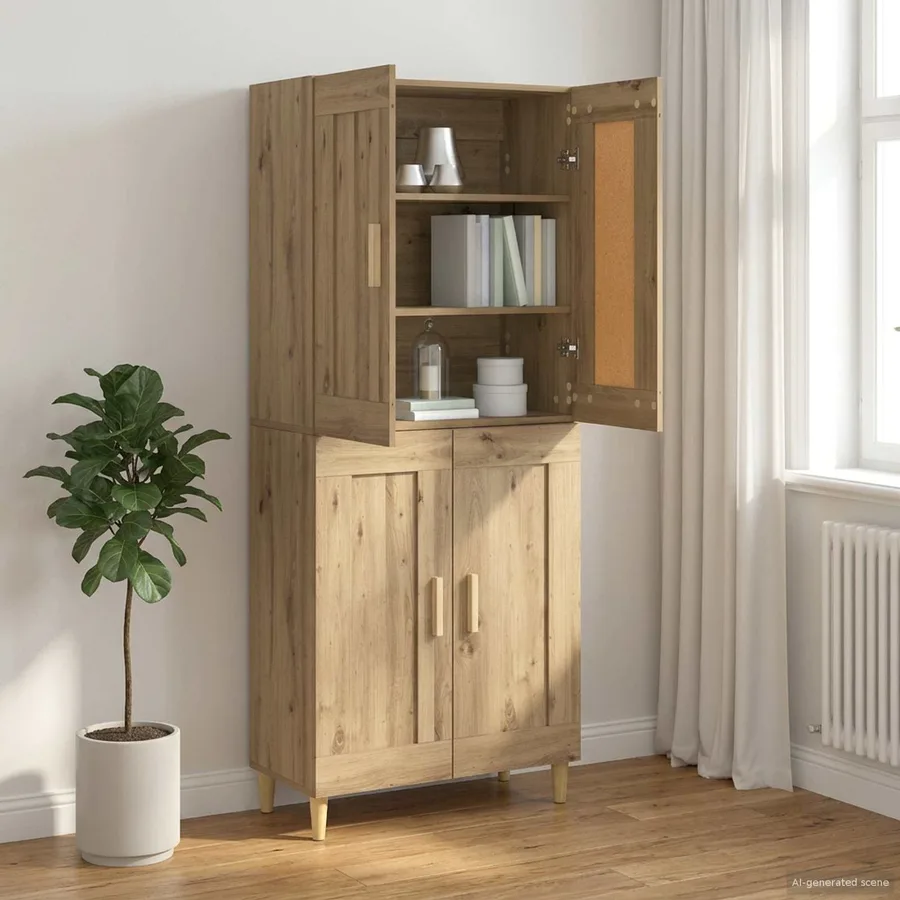 Buffet Chêne artisanal 69,5 x 34 x 90 cm Bois d'ingénierie - 4