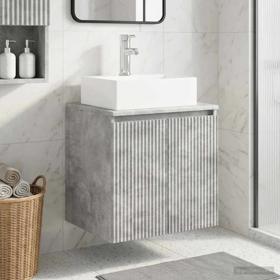 Vanité de lavabo mural Gris béton 49,5 x 41 x 62,5 cm