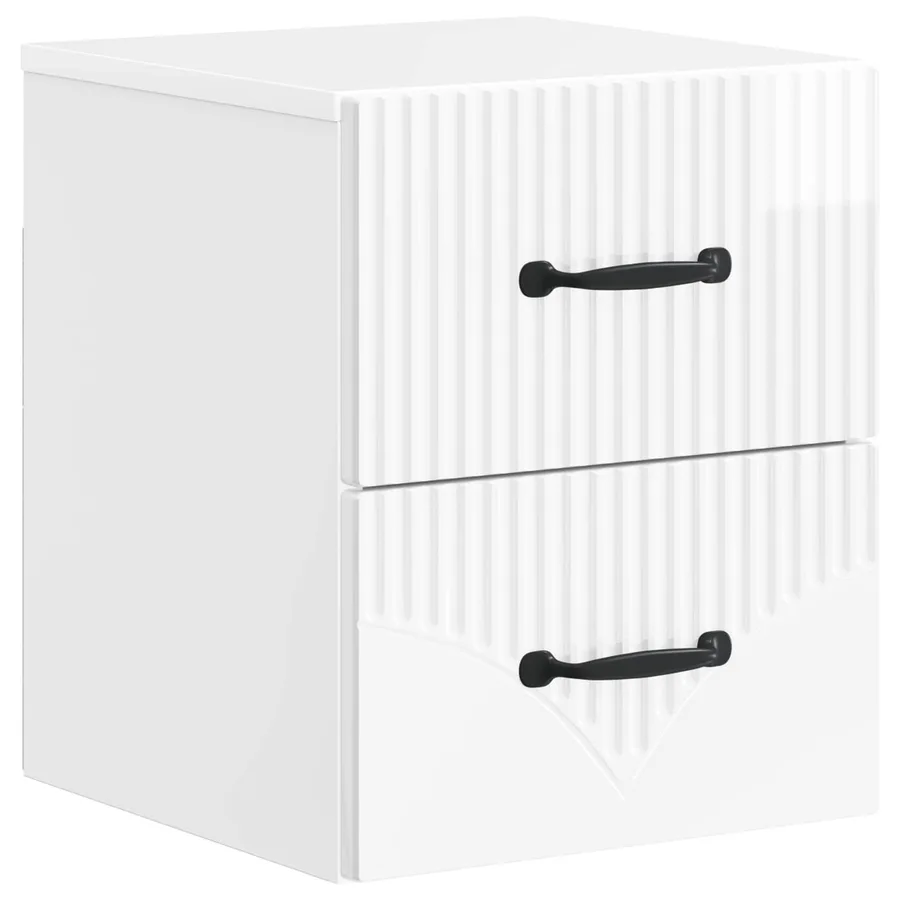 Cabinet de chevet mural Blanc brillant 34,5 x 33 x 40 cm - 2