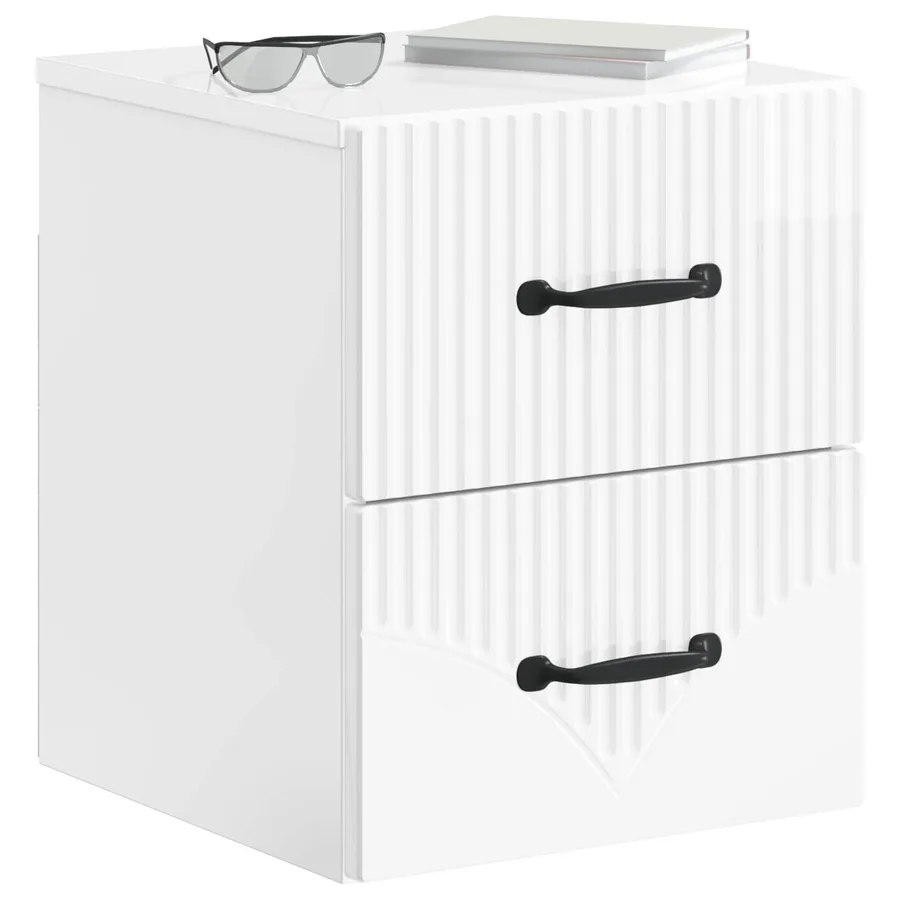 Cabinet de chevet mural Blanc brillant 34,5 x 33 x 40 cm - 3