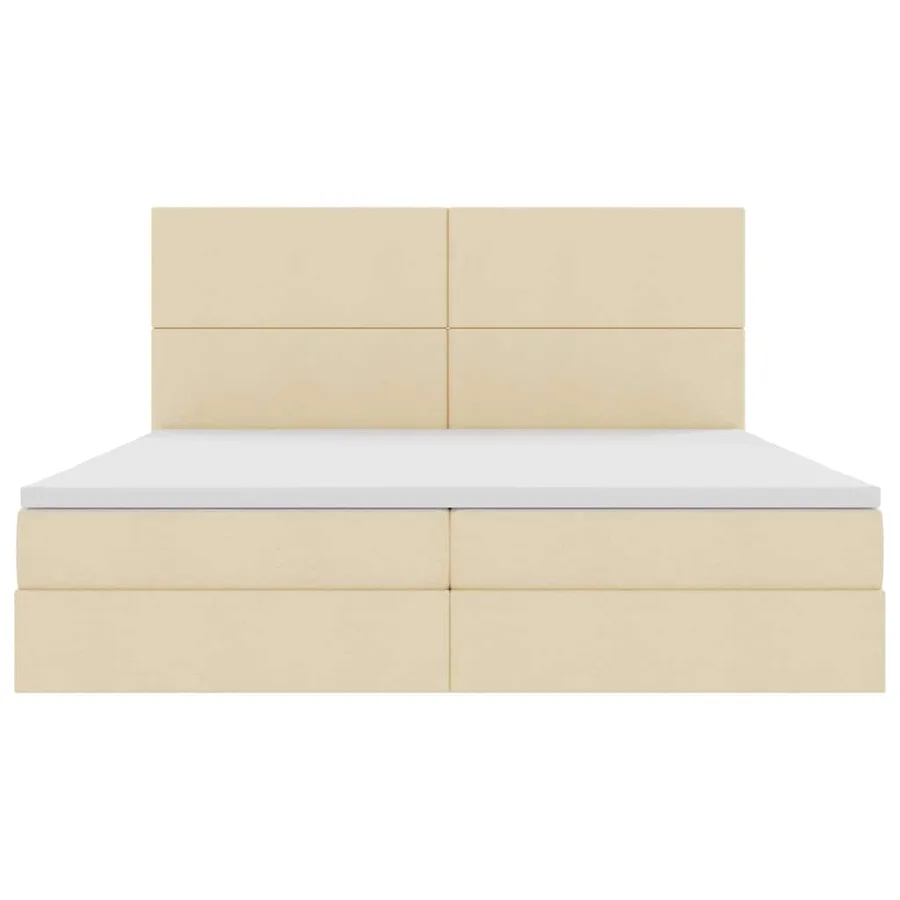 Lit avec rangement et matelas Crème 200 x 200 cm tissu - 7