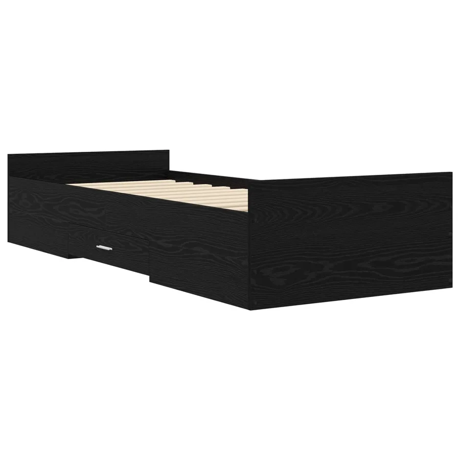 Cadre de lit avec rangement avec tiroir Chêne noir 80 x 200 cm - 2