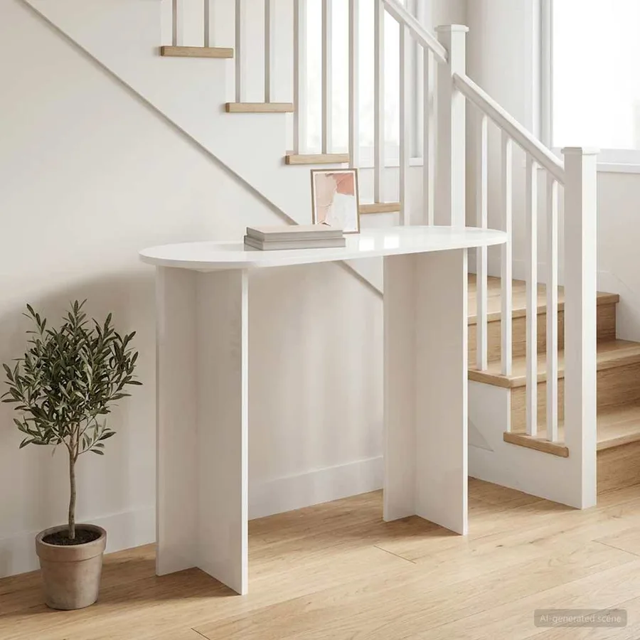 Table console Blanc 100 x 39,5 x 75 cm Bois d'ingénierie - 4