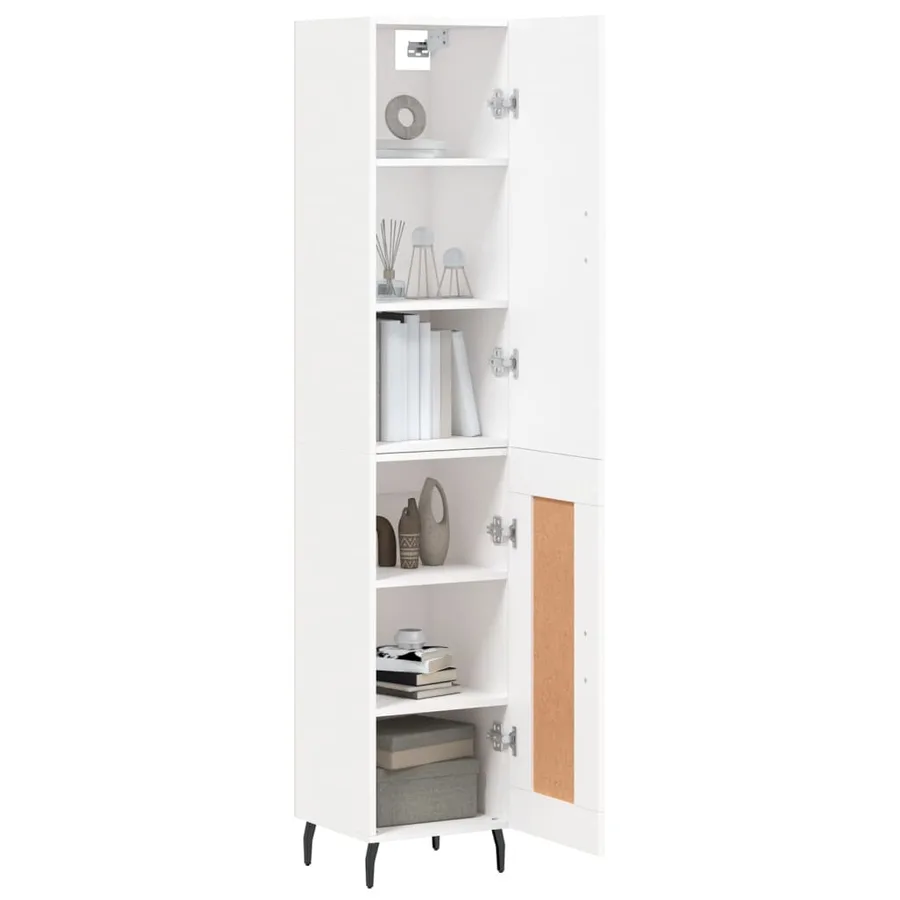 Buffet haut Blanc 34,5x34x180 cm Bois d'ingénierie - 3