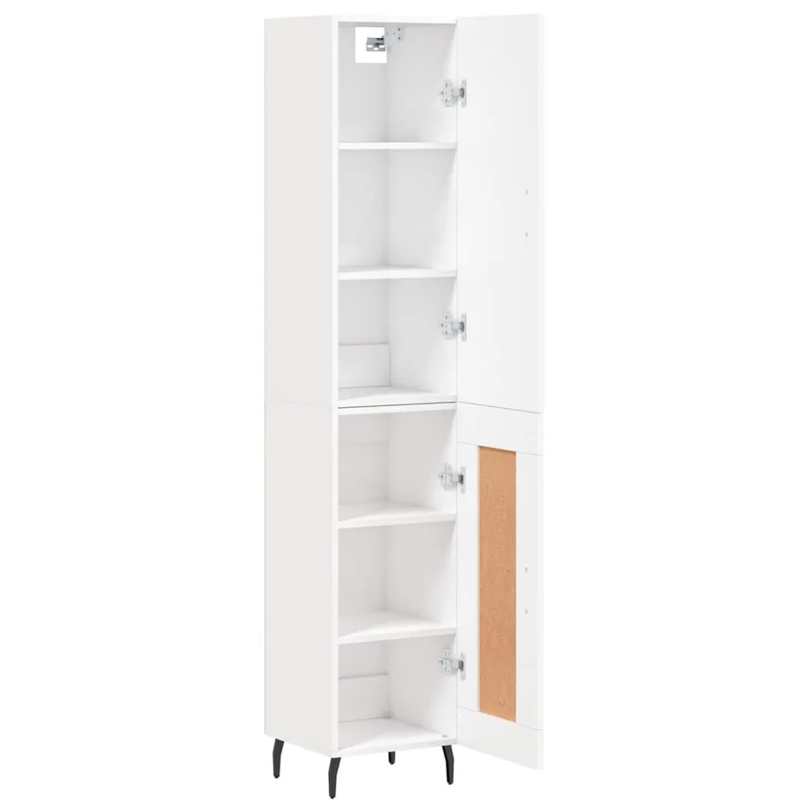 Buffet haut Blanc 34,5x34x180 cm Bois d'ingénierie - 4