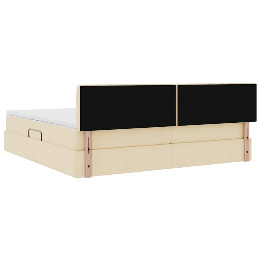 Lit de rangement LED avec matelas Crème 200 x 200 cm Tissu - 12