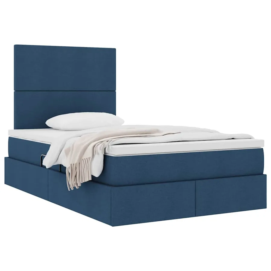Lit avec rangement et matelas Bleu 120 x 190 cm tissu - 3