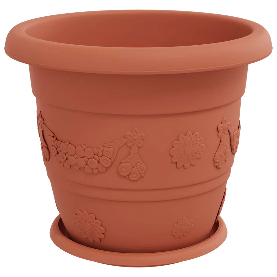 Pots de plantes 24 pcs Rouge brique Ø 34 x 28 cm Plastique - 5