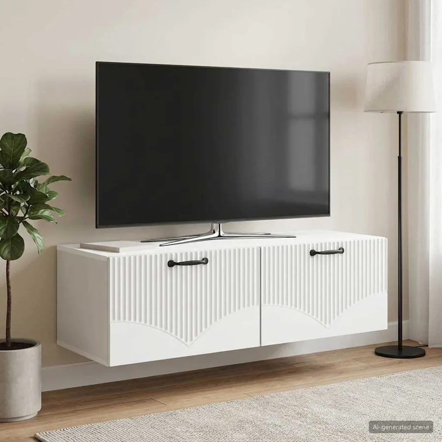 Meuble TV mural Blanc 98 x 41 x 30 cm Bois d'ingénierie