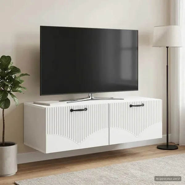Meuble TV mural Blanc 98 x 41 x 30 cm Bois d'ingénierie