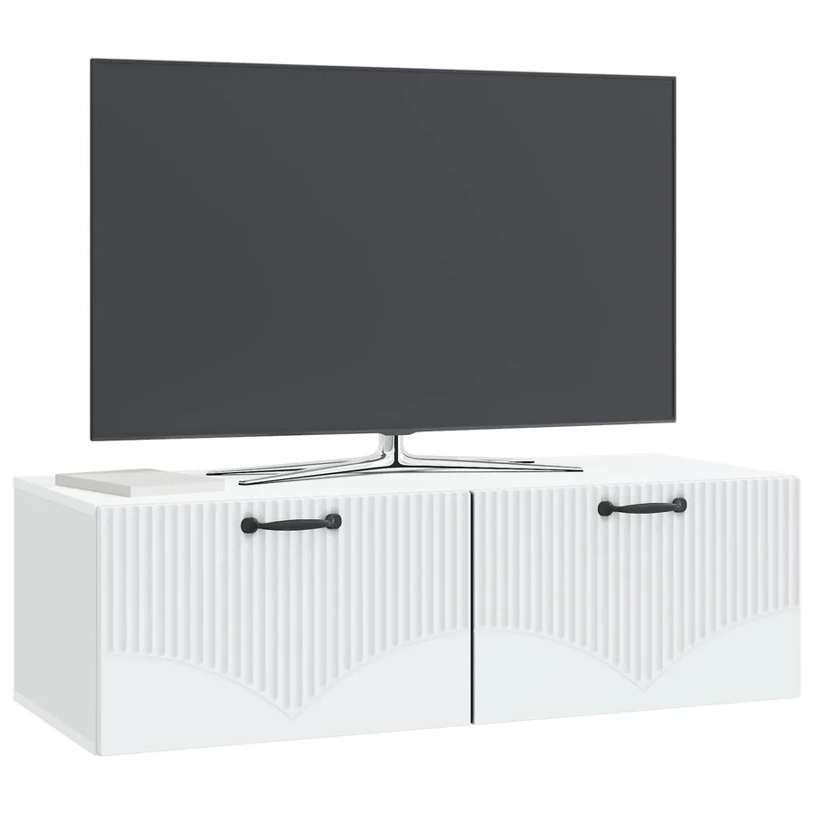 Meuble TV mural Blanc 98 x 41 x 30 cm Bois d'ingénierie - 3