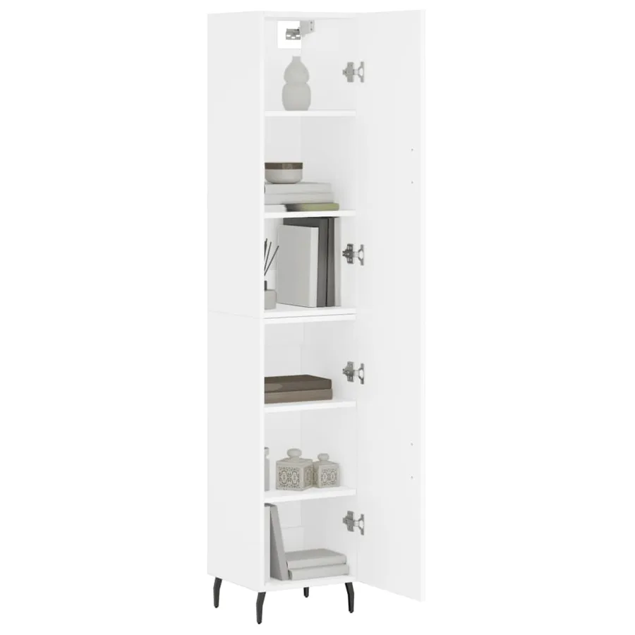 Buffet haut Blanc 34,5x34x180 cm Bois d'ingénierie - 3