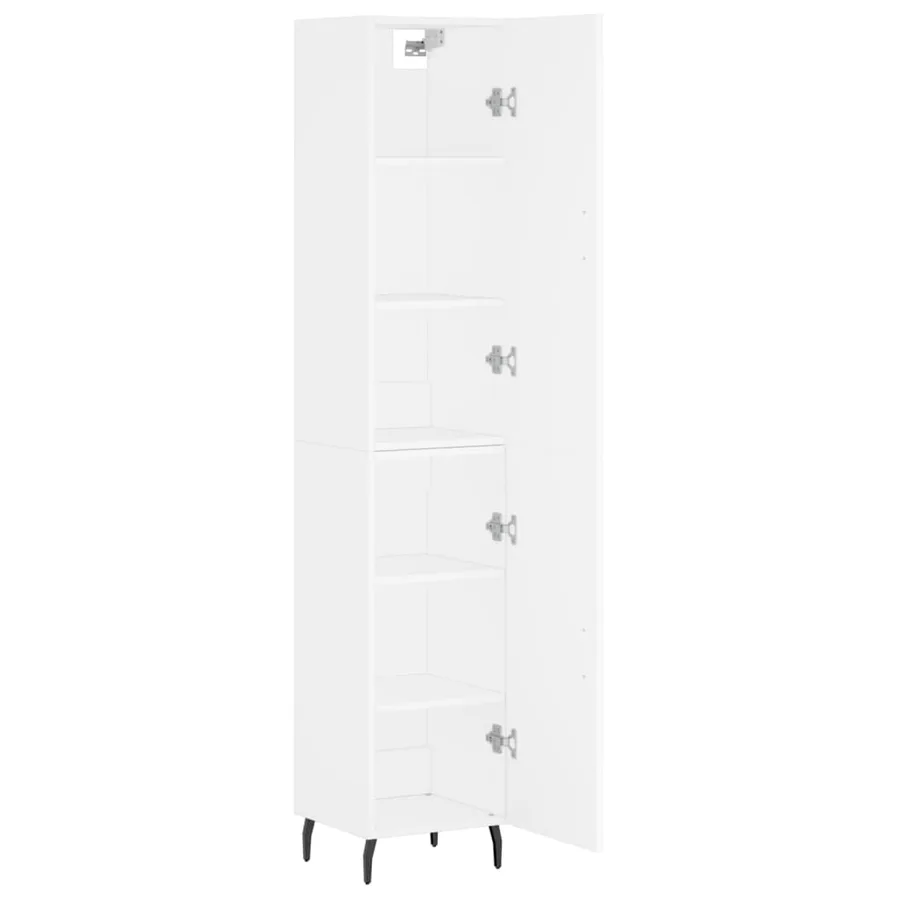 Buffet haut Blanc 34,5x34x180 cm Bois d'ingénierie - 4